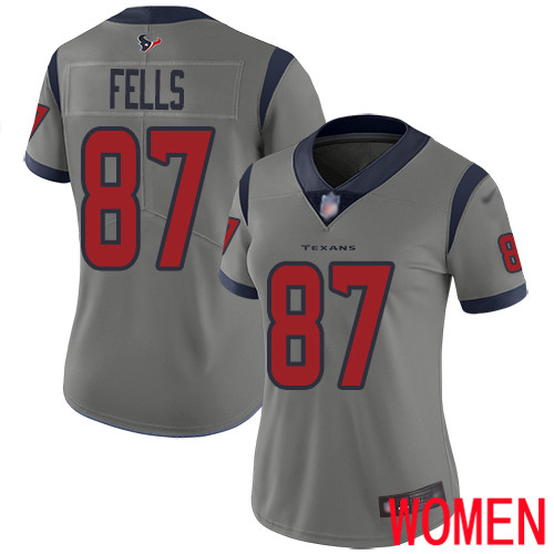 Houston Texans Limited Gray Women Darren Fells Jersey NFL Football #87 Inverted Legend->youth nfl jersey->Youth Jersey